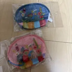 花柄刺繍 コインケース 2点セット