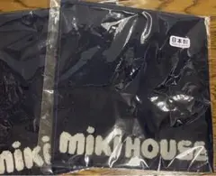 MIKI HOUSE ロゴ入りタオルハンカチ　ネイビー　2枚セット　新品