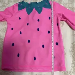 いちご柄 ピンク 長袖ラッシュガード