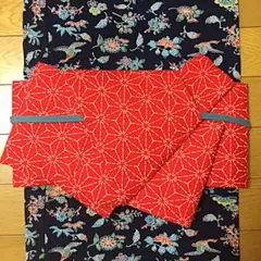 作り帯 貝の口風 半幅帯リメイク ハンドメイド
