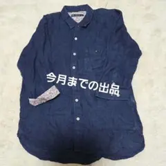 最終お値下げネイビー 長袖シャツ 花柄カフス