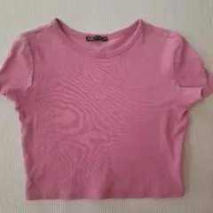 ZARA ピンク クロップドTシャツ Mサイズ