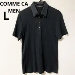 [美品]COMME CA MEN コムサメン　半袖レイヤードシャツ　黒 韓国風