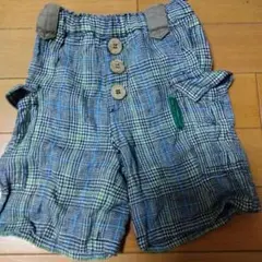 チェック柄ボタン付きショートパンツ 95cm未満
