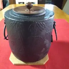 未使用品 南部釜師　龍敏堂造　鍛治打袋鉉 肌文様 斑紫銅蓋 lucia様売約済み 未使用品 南部釜師龍敏堂造鍛治打袋鉉 肌文様 斑紫銅蓋 lucia様