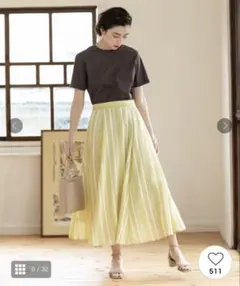 ✨新品✨OPAQUE.CLIP ストライプ フレアスカート 黄色　レーヨン　夏