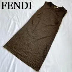 【希少】FENDI フェンディ ズッカ ワンピース 総柄 ノースリーブ