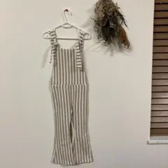 ストライプ柄サロペット　フレアパンツ