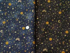 2色セット　星座柄　夜空　KOKKA　ゴールドラメ　シーチング　各108×50