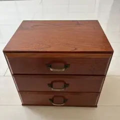 【美品】　昭和レトロ　木製3段引き出し（小物入れ）