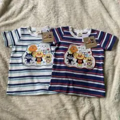 新品未使用　タグ付き　アンパンマン　ボーダーTシャツ　2枚セット　90サイズ