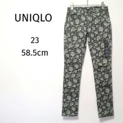 新品 ユニクロ 花柄 総柄 スキニー フィットストレート パンツ 23