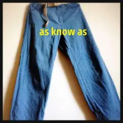 as know as 綿100% デニム風ワイド パンツ