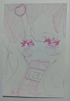 萌え絵 姫ギャルちゃん トレカサイズ 手描きイラスト