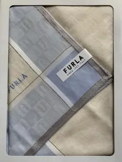 【新品未使用品】FURLA フルラ　大判　ハンカチ　白×水色