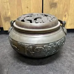 古銅　宣徳火鉢　在銘　饕餮文 古銅 宣徳火鉢 在銘 饕餮文 工芸品