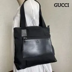 ◇ GUCCIグッチ ショルダーバッグ ナイロン×レザー ブラック ◇