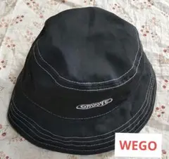 ブラック コットン バケットハット バケハ WEGO フリーサイズ