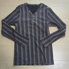 LOUIS CHAVILON ストライプ ヘンリーネックシャツ M