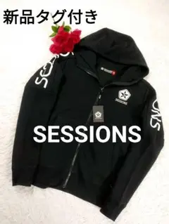 【新品タグ付き】SESSIONS 2点プリントパーカー ブラック