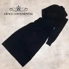 グレースコンチネンタル 美品19AW リブニットワンピース アシメ 肩見え 黒