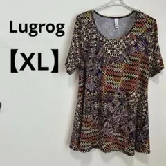 Lugrog【XL】半袖Tシャツ マルチカラー 花柄　レトロ柄