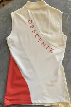 DESCENTE ノースリーブシャツ ホワイト/レッド