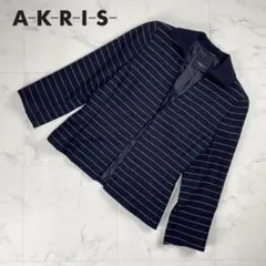 美品 AKRIS スキッパー風ジャケット 黒 白 サイズS*PC978