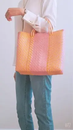 【新品未使用】メキシコ オアハカ産⭐︎メルカドバッグ⭐︎ピンク