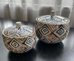 【8月お値下げ】新品 美濃焼 一久窯 紅梅園ブランド 京格子蓋物揃