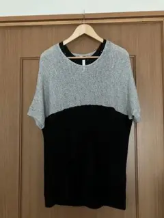 レイヤード 半袖Tシャツ ビジュー付き LL