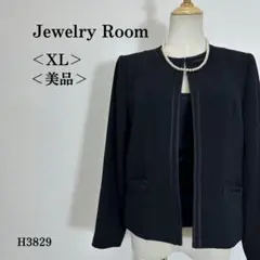 【美品】ジュエリールーム ノーカラージャケット フォーマル XL ブラック