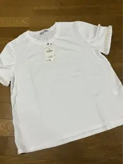 新品　ザラZARA♡ビーズ付きホワイトTシャツ Lサイズ