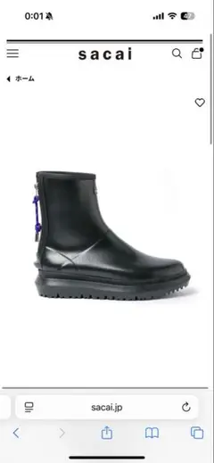 新作！！sacai レインブーツ　Mサイズ　長靴　サカイ sacai新ユニセックスブーツ、シンプルなロゴ入り防水ラバー