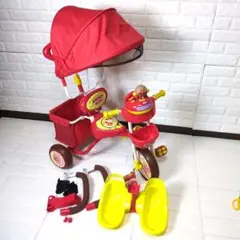 アンパンマン デラックス　三輪車　サンシェード付　　ステップ付　ガード付