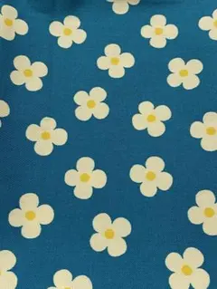 ターコイズブルー花柄 コットン生地 40×110