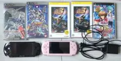 【ジャンク品】PSP-3000 ピンク・ブラック 本体とソフト5本セット