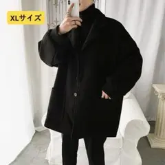 n63【新品未使用】チェスターコート ロング ブラック メンズ XLサイズ
