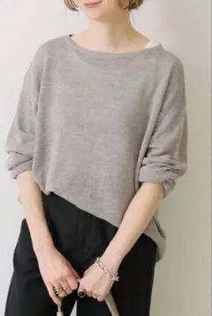 Spick and Span　リネンコットンルーズプルオーバー　グレー