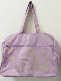ちはる ラプンツェル しまむら ラベンダー ボストンバッグ 金色プリント