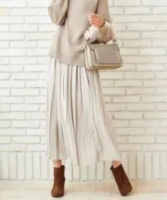 ルクールブラン　ビンテージサテンプリーツロングスカート