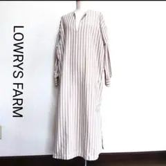 LOWRYS FARM ストライプロングシャツワンピース
