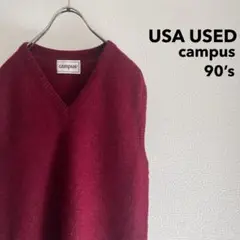 USA製 90s “CAMPUS” Plain Wool Knit Vest