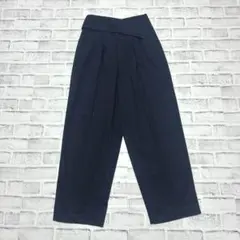 【アーバンリサーチ】ワイドパンツ ストレッチ 後ろゴム ネイビー レディース F