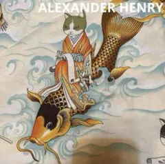 ALEXANDER HENRY アレキサンダーヘンリー和柄猫50×110ブルー