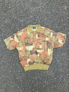 80s 90s ヴィンテージ　ポロシャツ　半袖古着　シングルステッチ　総柄
