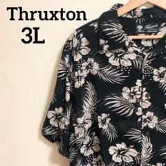 Thruxton（スラクストン）アロハシャツ 黒 3L 花柄 半袖 メンズ