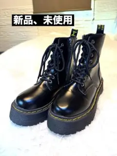 [新品]サイドジップ　厚底ブラックブーツ レザー　y2k 地雷系　平成ギャル