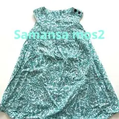 SamansaMos2Lagom 花柄グリーンノースリーブワンピースSサイズ