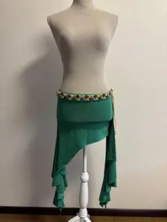 ベリーダンス用アシンメトリーヒップスカーフ(グリーン)